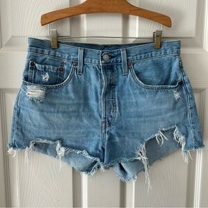 Levi’s 501s Distressed Jean Shorts Festival Casual Wardrobe Essentials Boho